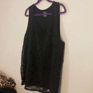 Lane Bryant Black Patterned Tank Top